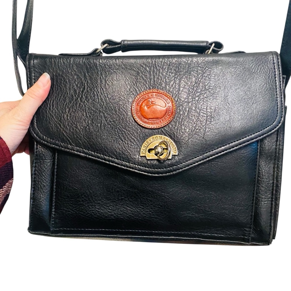 Vintage DOONEY & BOURKE Black Pebbled Leather  Convertible Satchel All Weather
